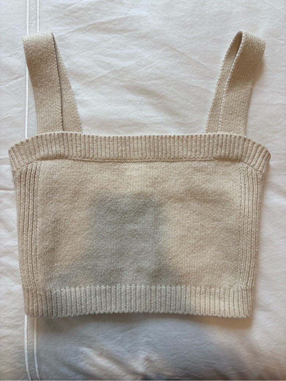 ALC Knit Cropped Tank Top in Light Beige